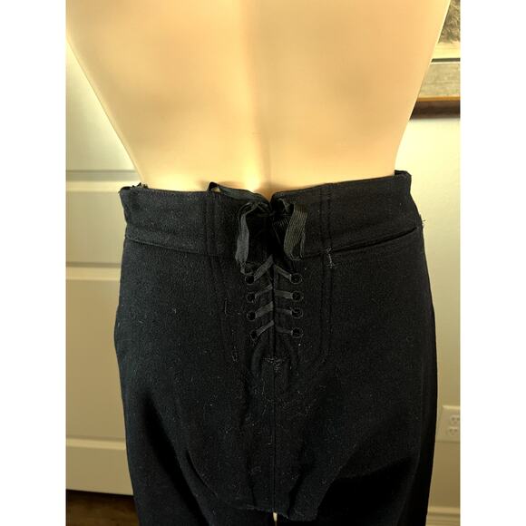 Vintage wool feeling dark blue button up corset pants trousers - Picture 6 of 8